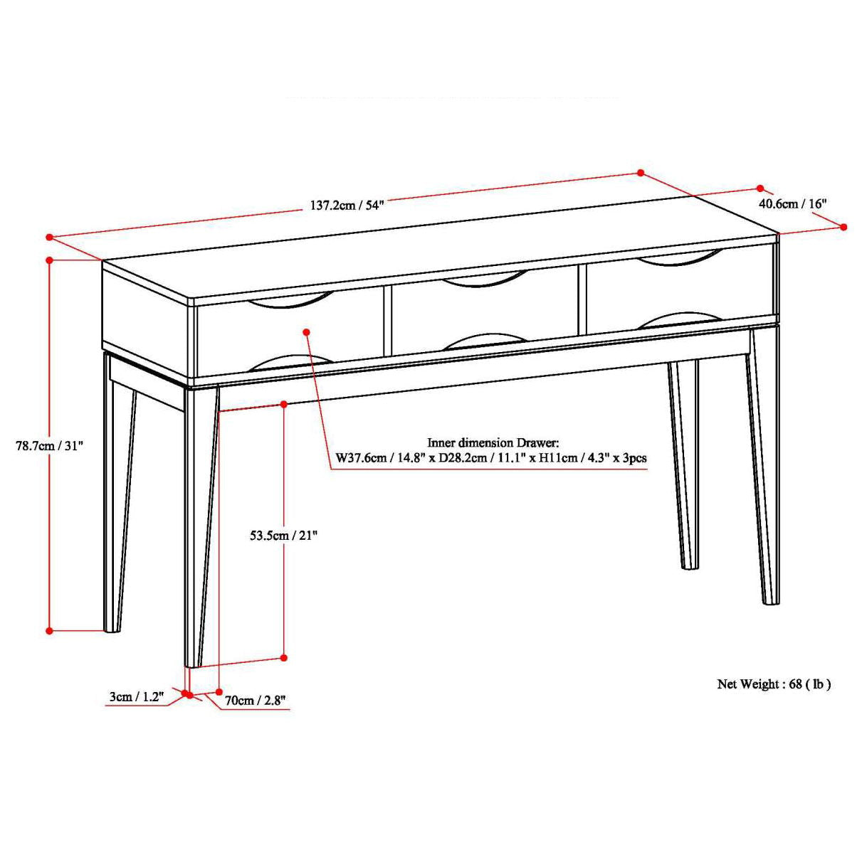 The Ashbourne Handcrafted Console Table