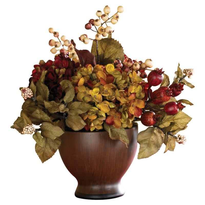 The Heritage Autumn Hydrangea Arrangement with Chestnut Vase