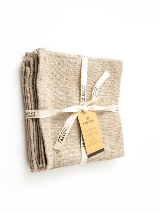 Thieffry Belgian Linen Napkins, Raw Natural, Set of 4