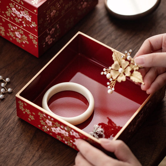 Japanese-Style Resin Multi-Layer Jewelry Box, Wedding Gift