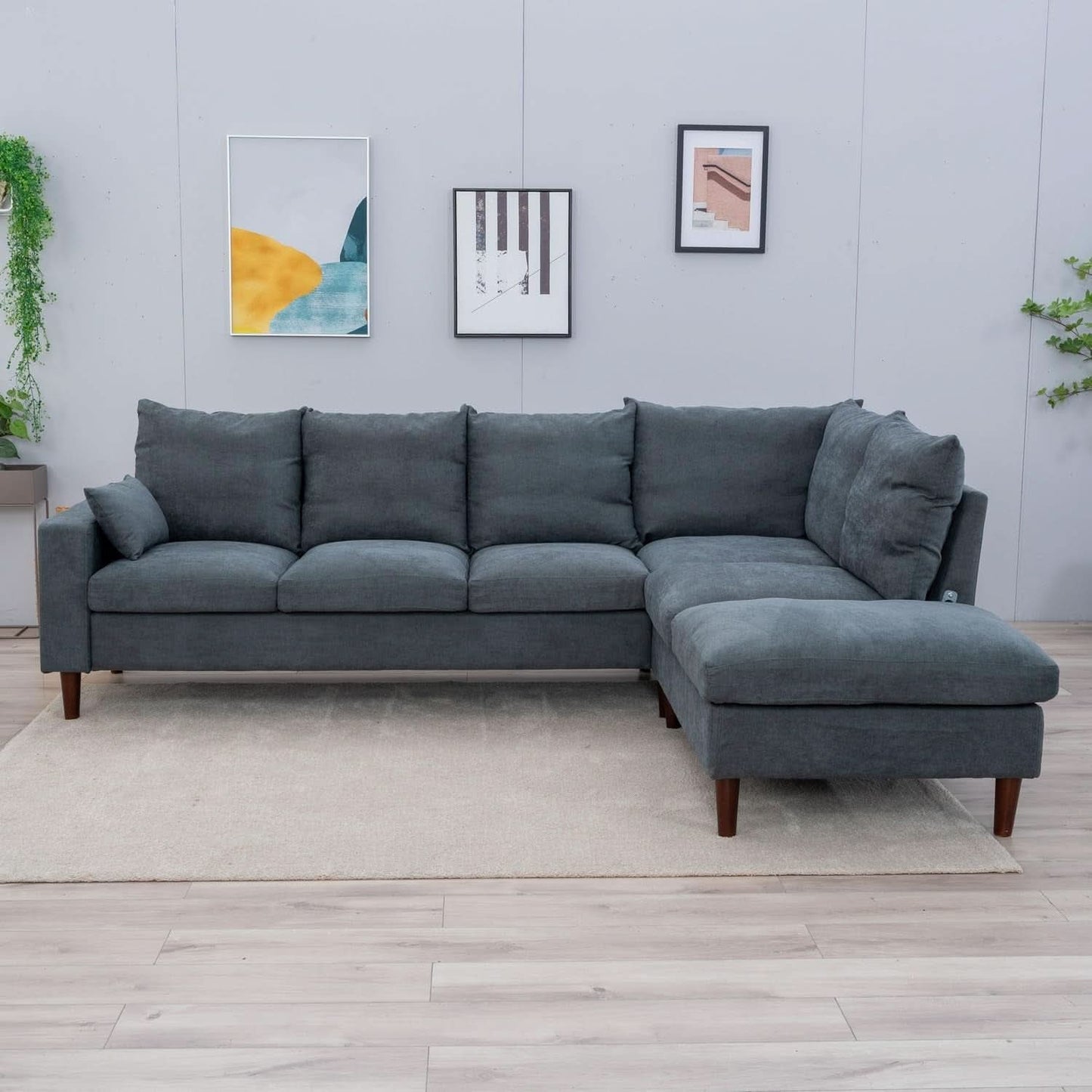 Sectional Sofa Grey Left Facing Chaise Living Room