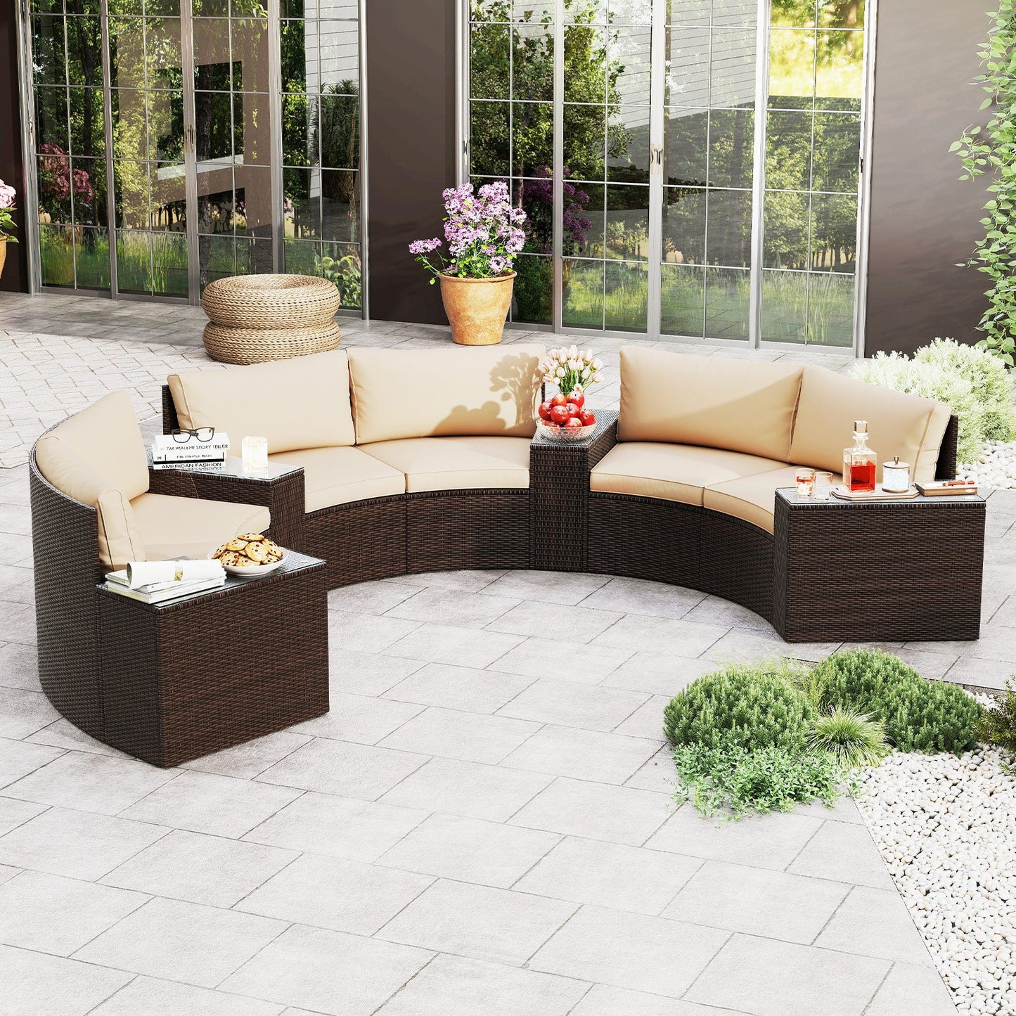 Luxury Outdoor Retreat Half-Moon Sofa Collection