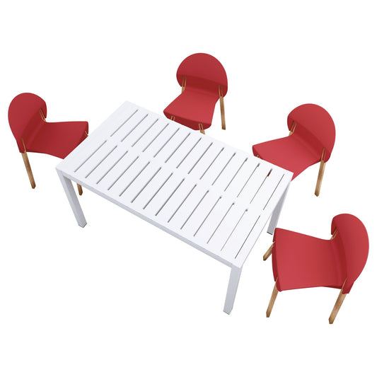 4 Piece Set Of Single Chairs With Long Table