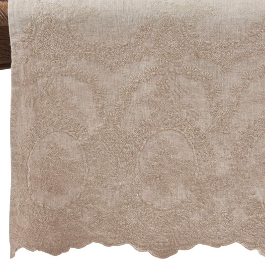 The Maison Embroidered Linen Table Runner