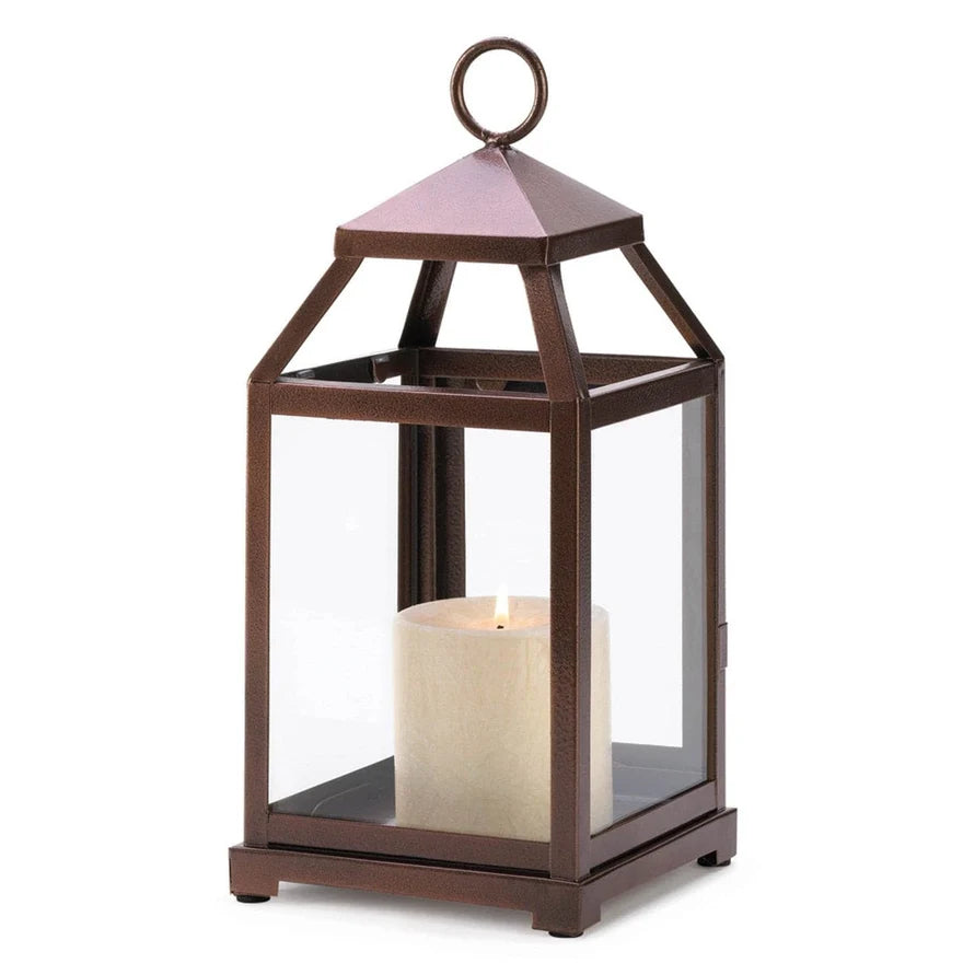 Ashbourne Burnished Bronze Glass Candle Lantern