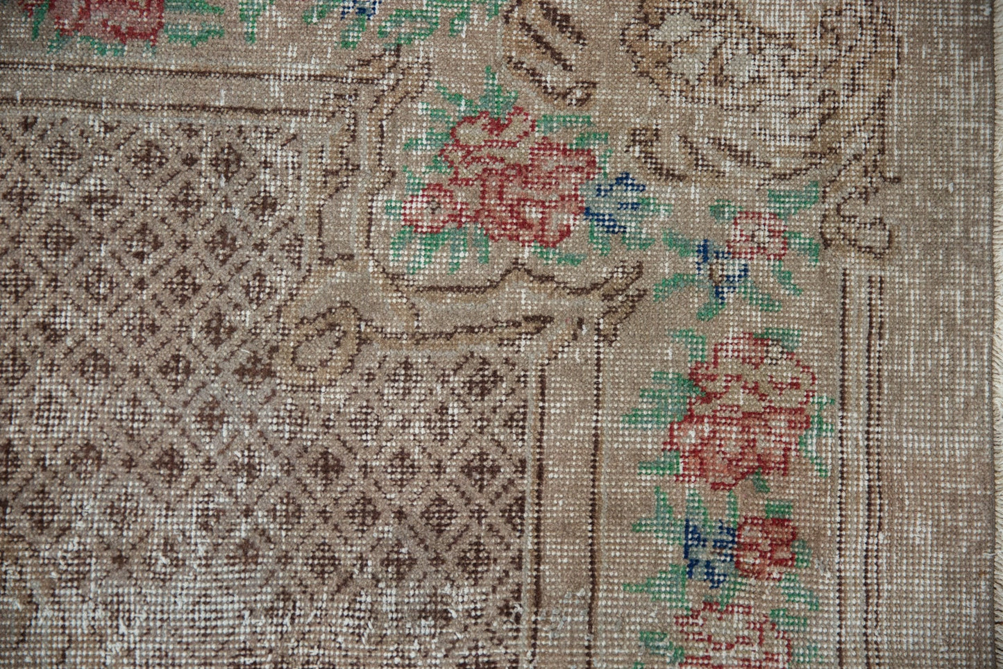 5.5x9.5 Vintage Distressed Overdyed Oushak Carpet