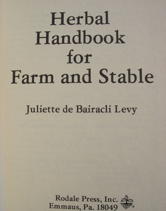 Herbal Handbook for Farm and Stable