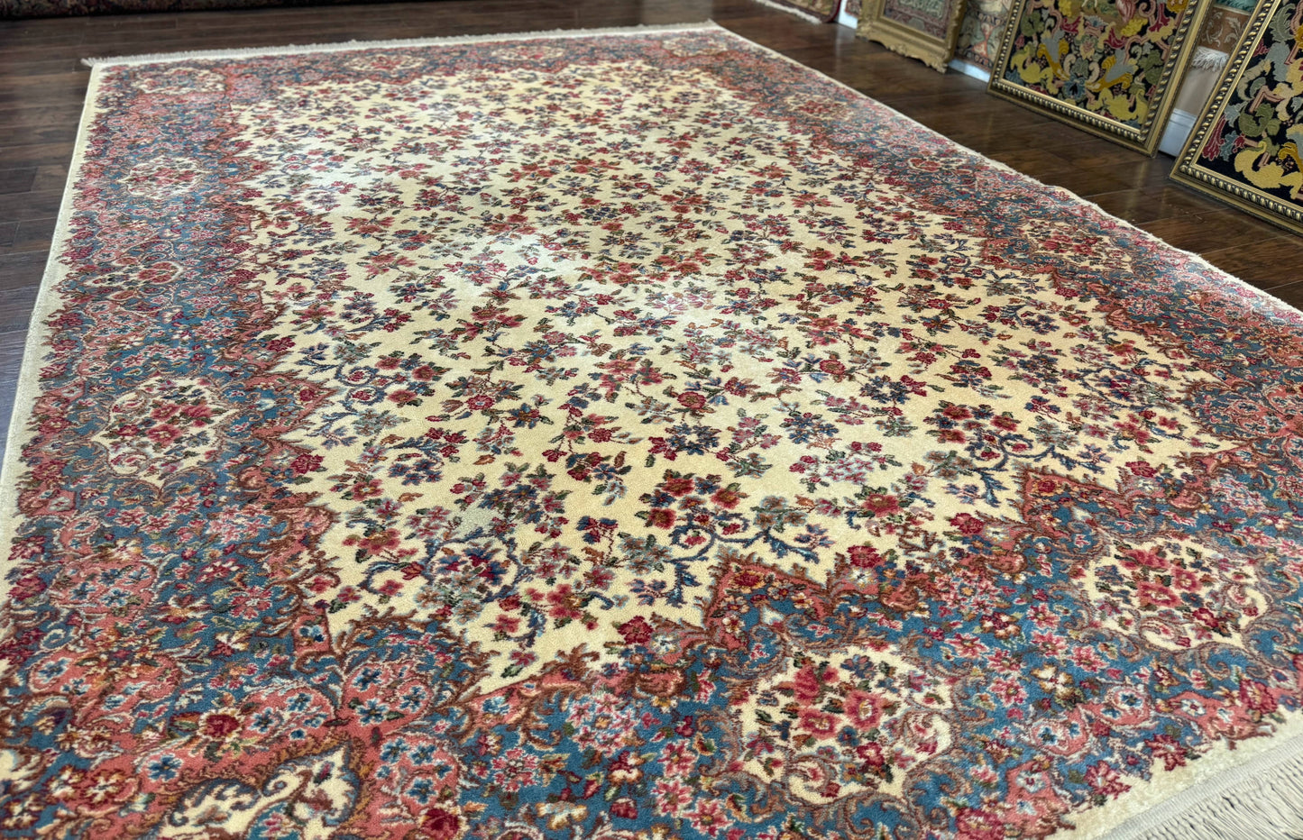 Karastan Rug 8.8 x 12 Ivory Kirman #788, Original 700 Series, Wool Karastan Carpet, Karastan Area Rug, Vintage Karastan, Living Room Rug
