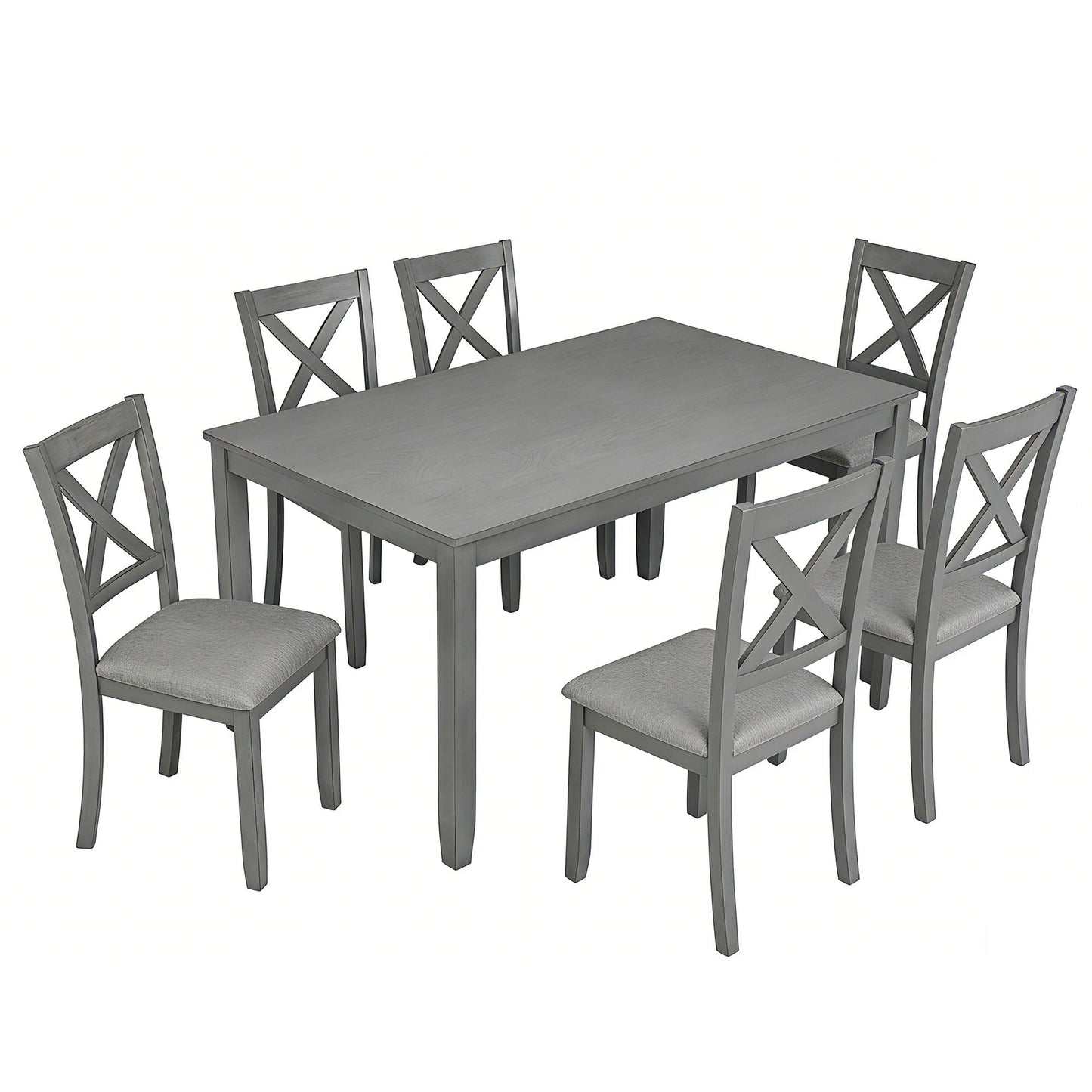 6 Pieces Kitchen Dining Set, Rectangular Wooden Dining Table With 4 Chairs And A Bench