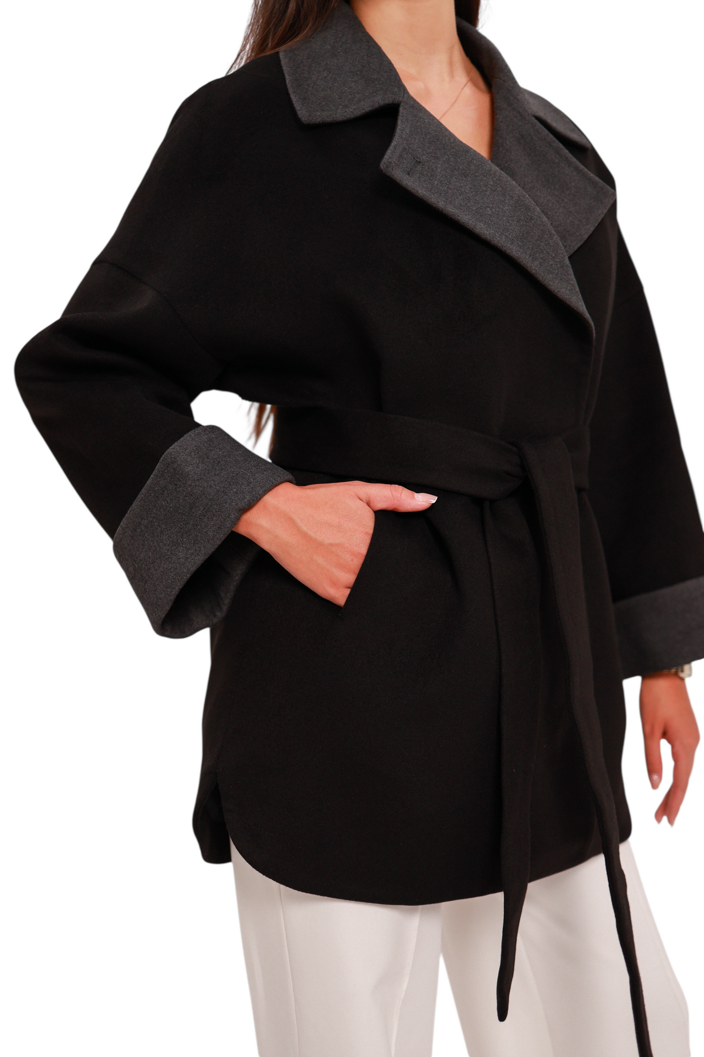 Sandro Cashmere Blend Overcoat in Black