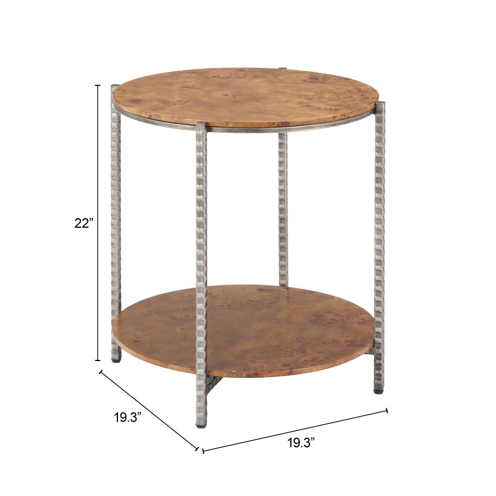 Adna Wood Top Brown Side Table