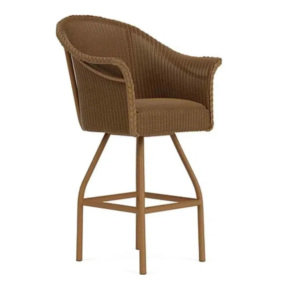All Seasons Swivel Bar Stool Padded Seat Wicker Outdoor