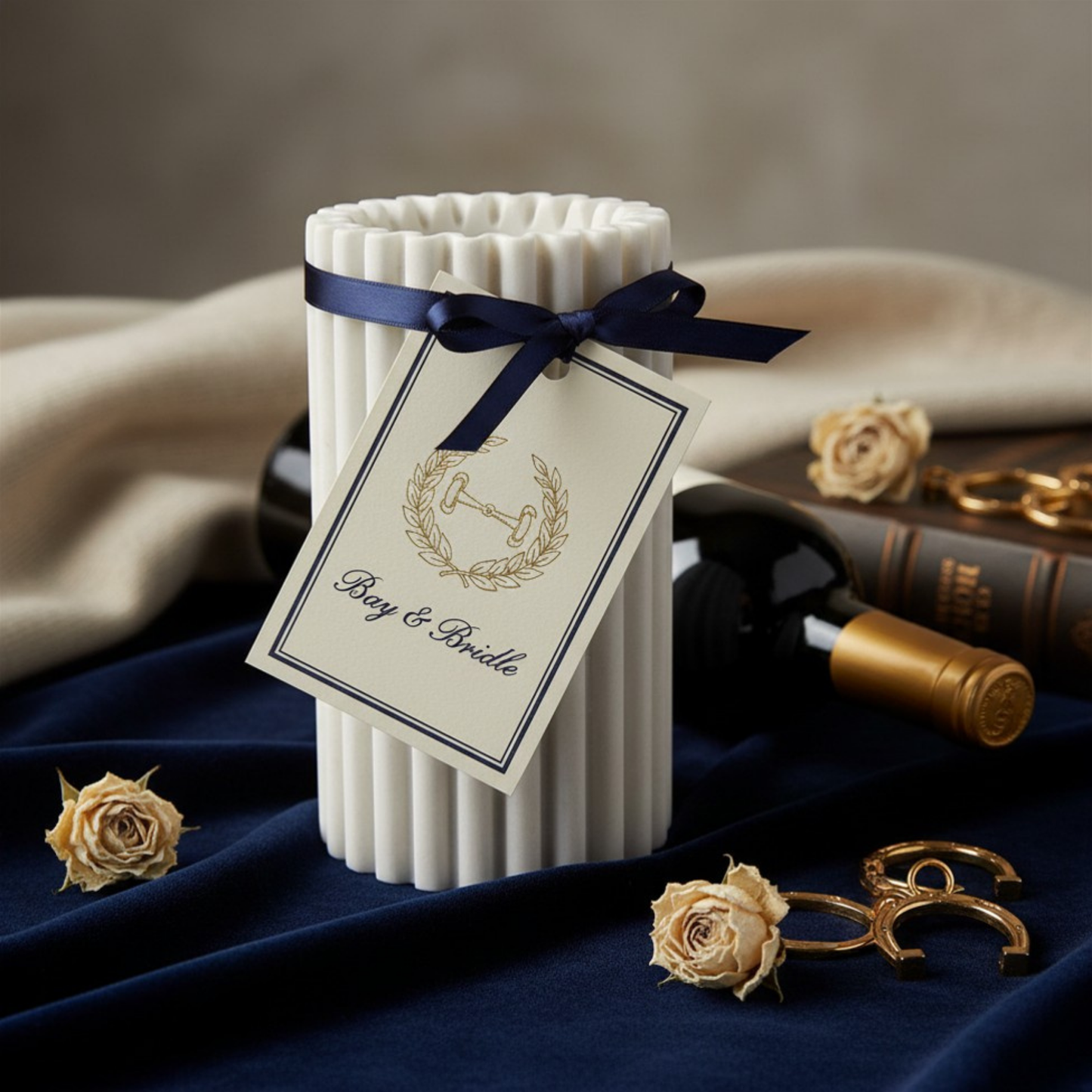 The Columbia Fluted White Marble Wine Bottle Holder