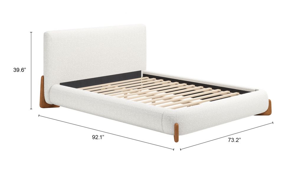 Baris Ivory Textured Fabric Bed