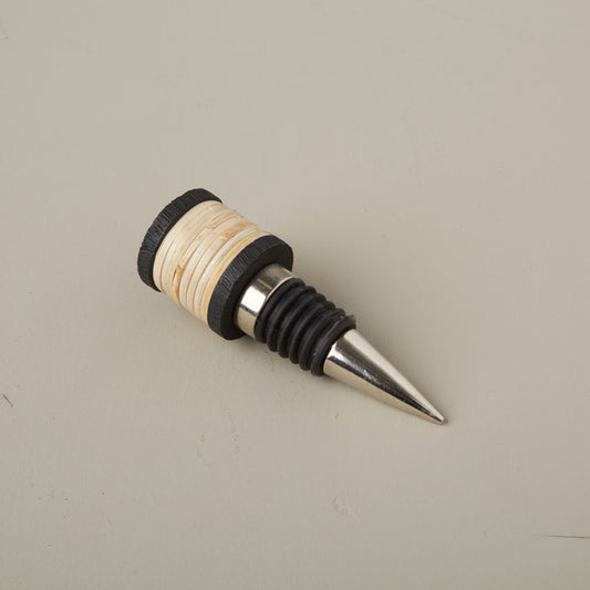 The Ashbourne Rattan & Black Mango Wood Bottle Stopper