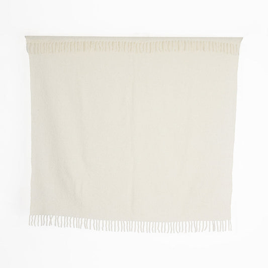 Handloomed Alpaca Bouclé Ivory Throw Blanket From Peru