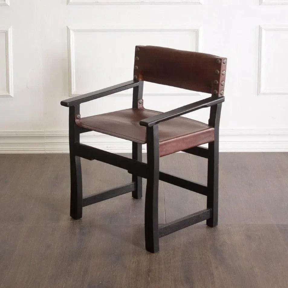 Brown Leather Dining Chair Taura With Arms