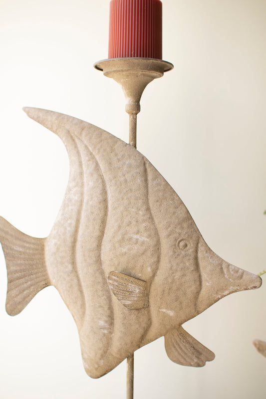 Set of 2 Charming Rustic Fish Candle Holders