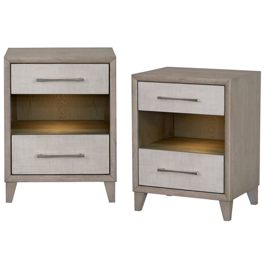 Cape Two Drawers Wood Nightstand 2PC