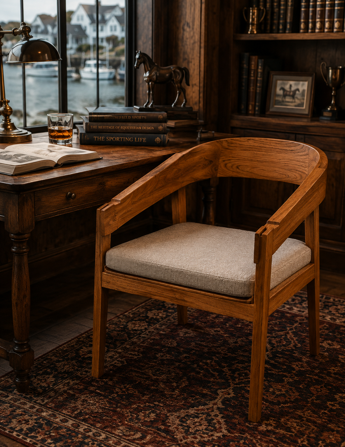 Estate Teak Round-Back Armchair