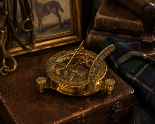 Heirloom Brass Sundial Compass – Solid Brass Nautical Compass with Adjustable Sundial