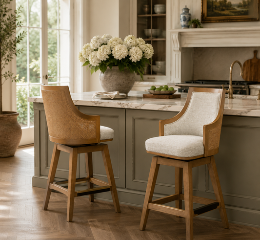 The Ashbourne Cane Back Swivel Counter Stool