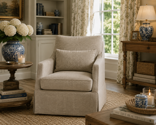 The London Skirted Swivel Chair