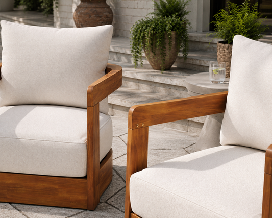 Ashbourne Outdoor Acacia Club Chairs, Set of 2