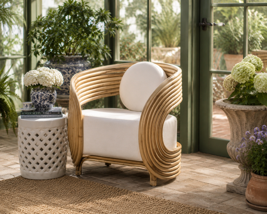 Madrid Natural Rattan Upholstered Armchair with Cushions