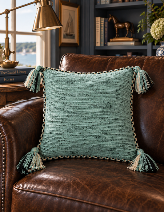 Braided Border Cotton Tassel Pillow