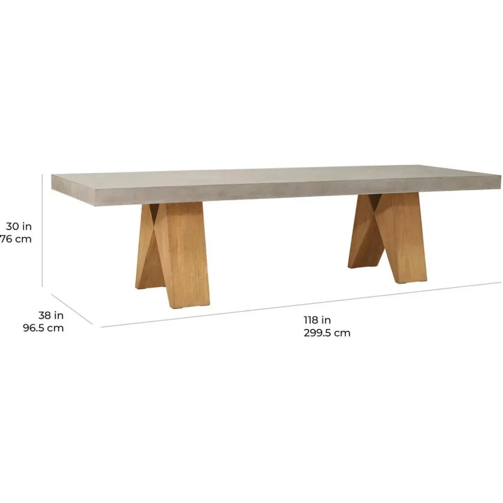 Clip Large Concrete Slate Grey Outdoor Dining Table