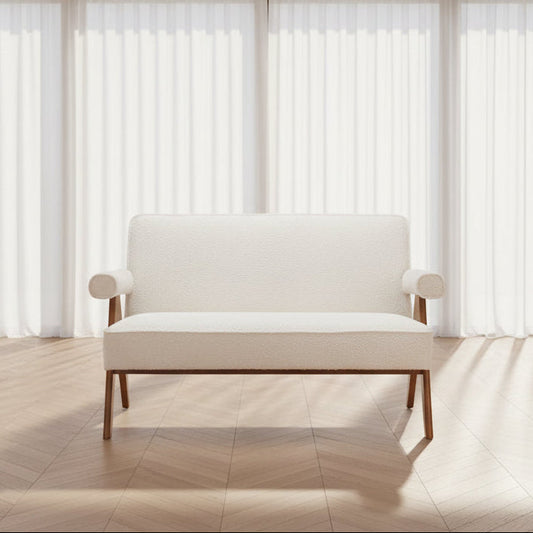 Encanto Ivory Textured Fabric Loveseat