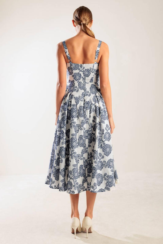 EXPLORING NEW INTERESTS WOVEN MIDI DRESS