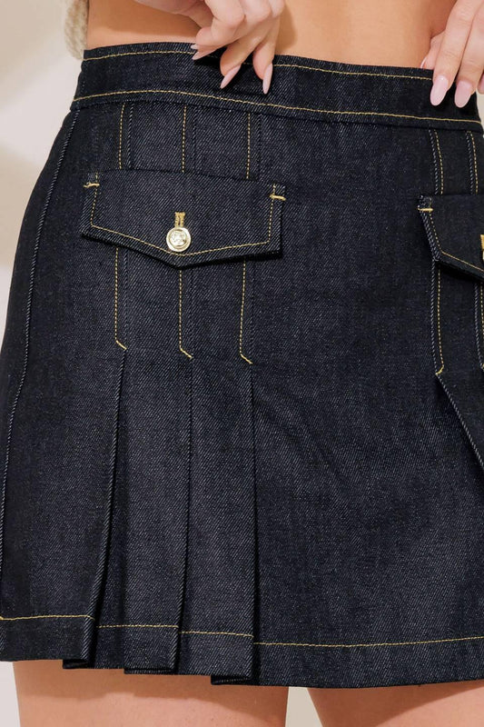A FRESH PICK INDIGO DENIM SKORT