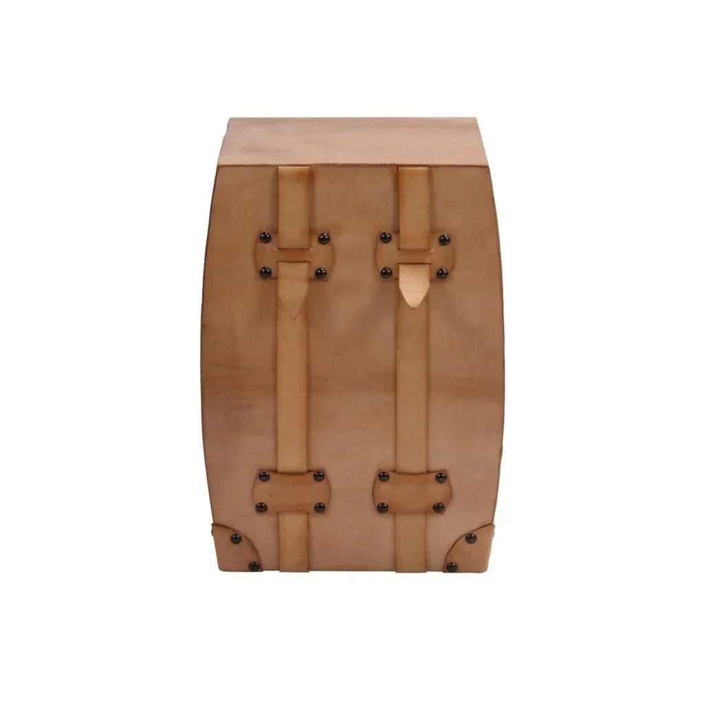 Fargus Handcrafted Brown Leather Stool