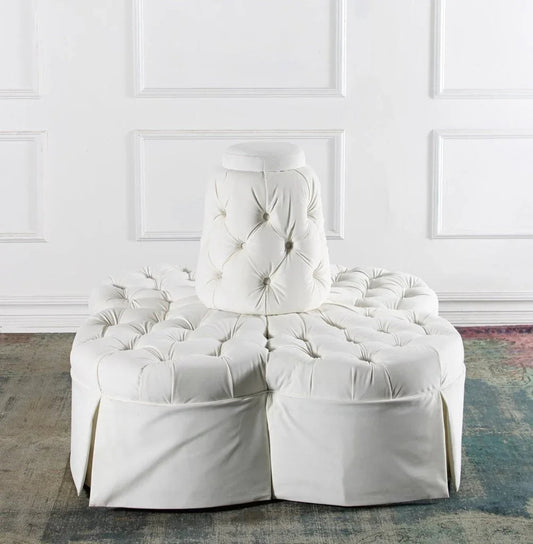 Fleur Island White Velvet Sofa