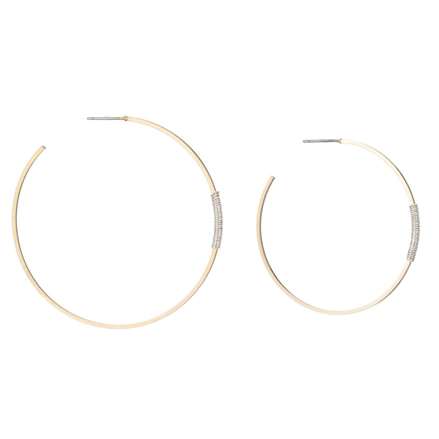 Matte Gold Super Fine Square Wire Silver Wrap Hoop Earrings