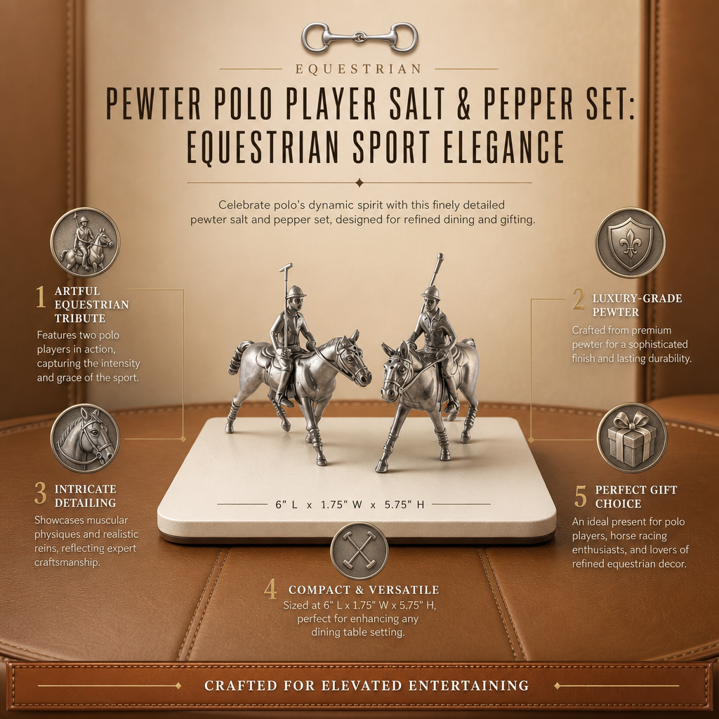 Ashford Pewter Polo Player Salt & Pepper Shaker Set