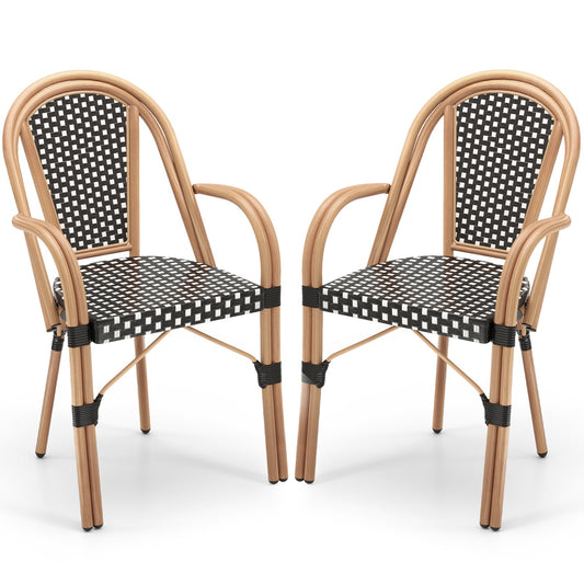 The Orangerie French Bistro Armchairs — Navy & Ivory, Set of Two