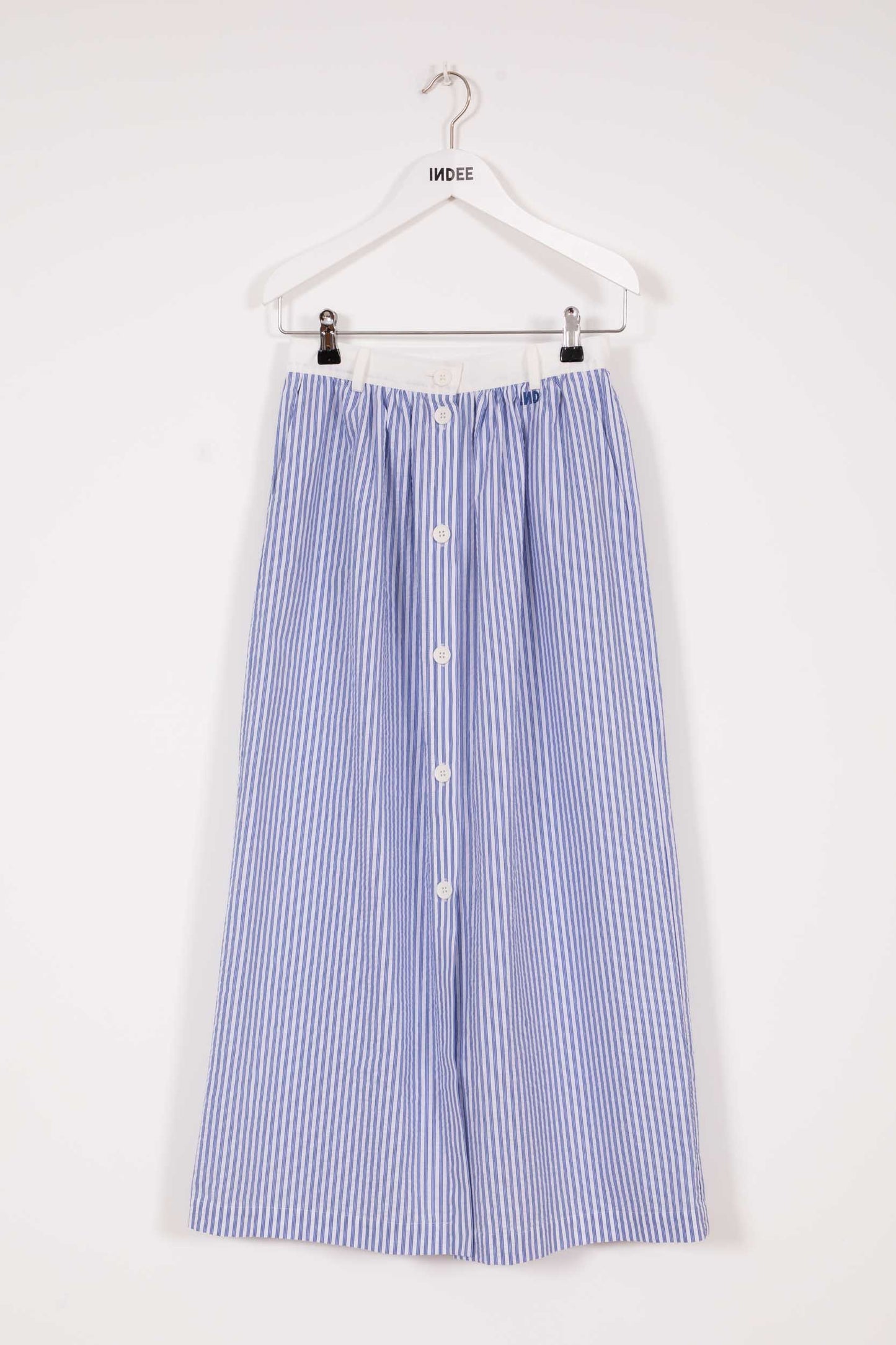 Indee - Vasco Mid Length Skirt with Buttons, Hydra Blue