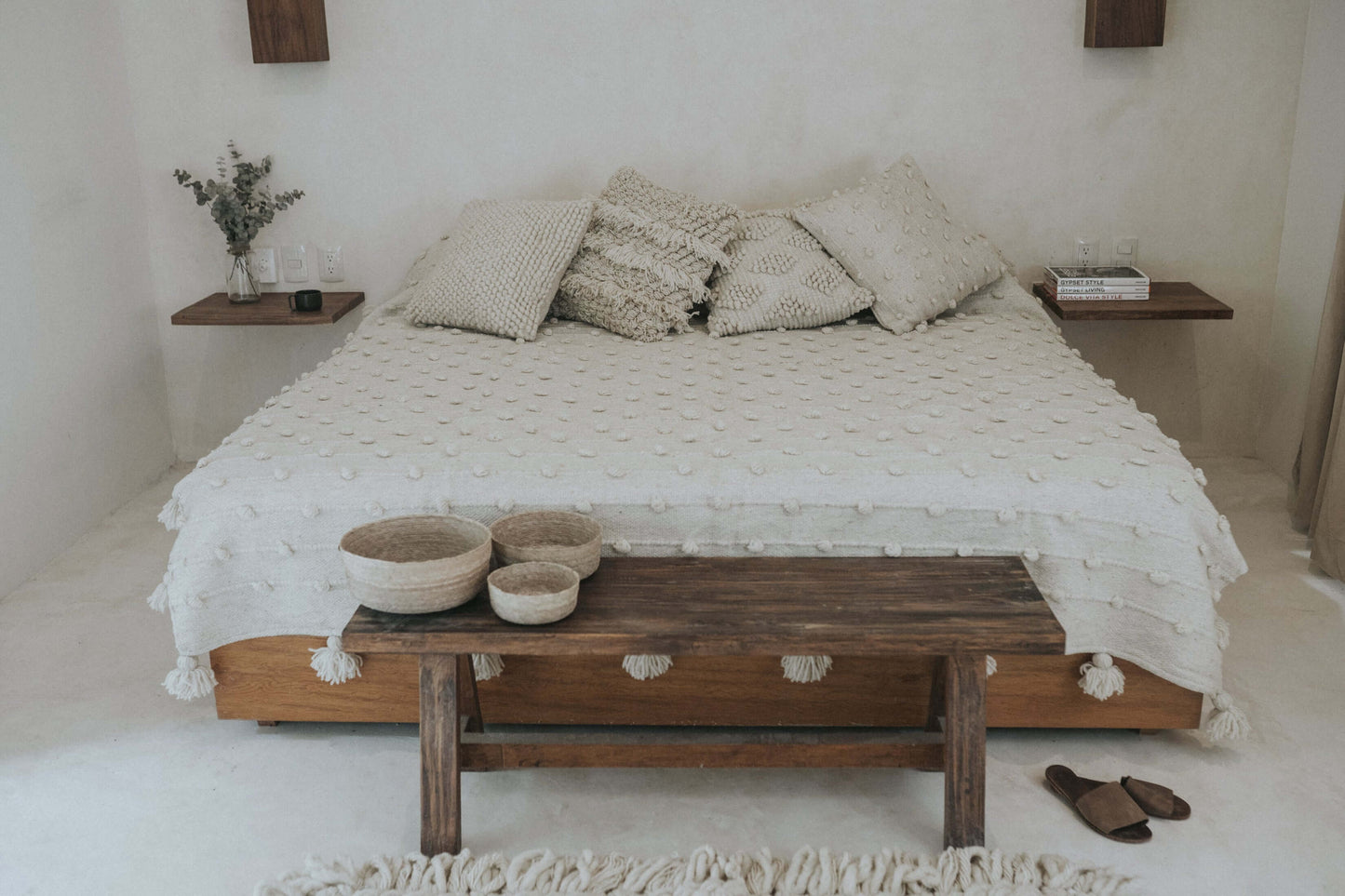 Ixquic Handwoven Wool Pillow — Natural Ivory