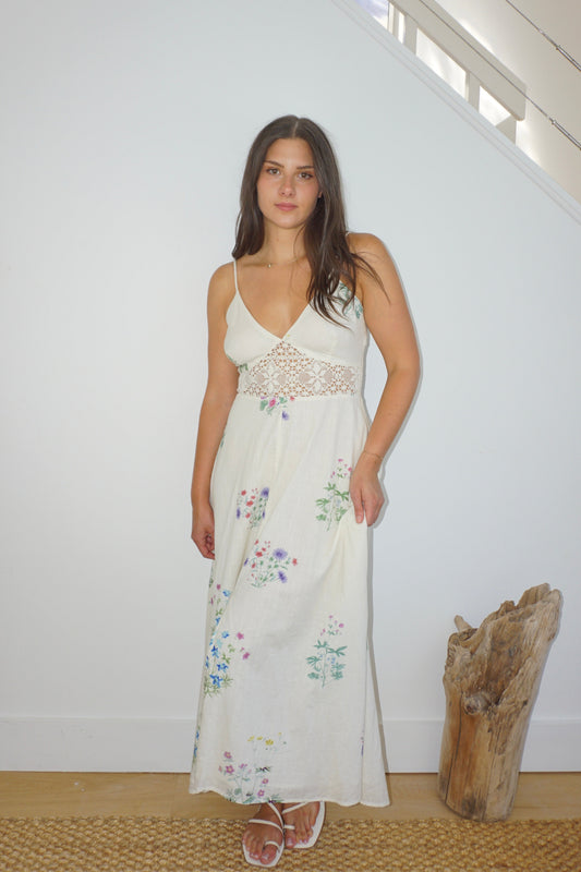 Isabella Dress in Cream Botanical