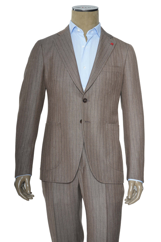 Isaia Pinstripe Wool-Silk-Linen Suit