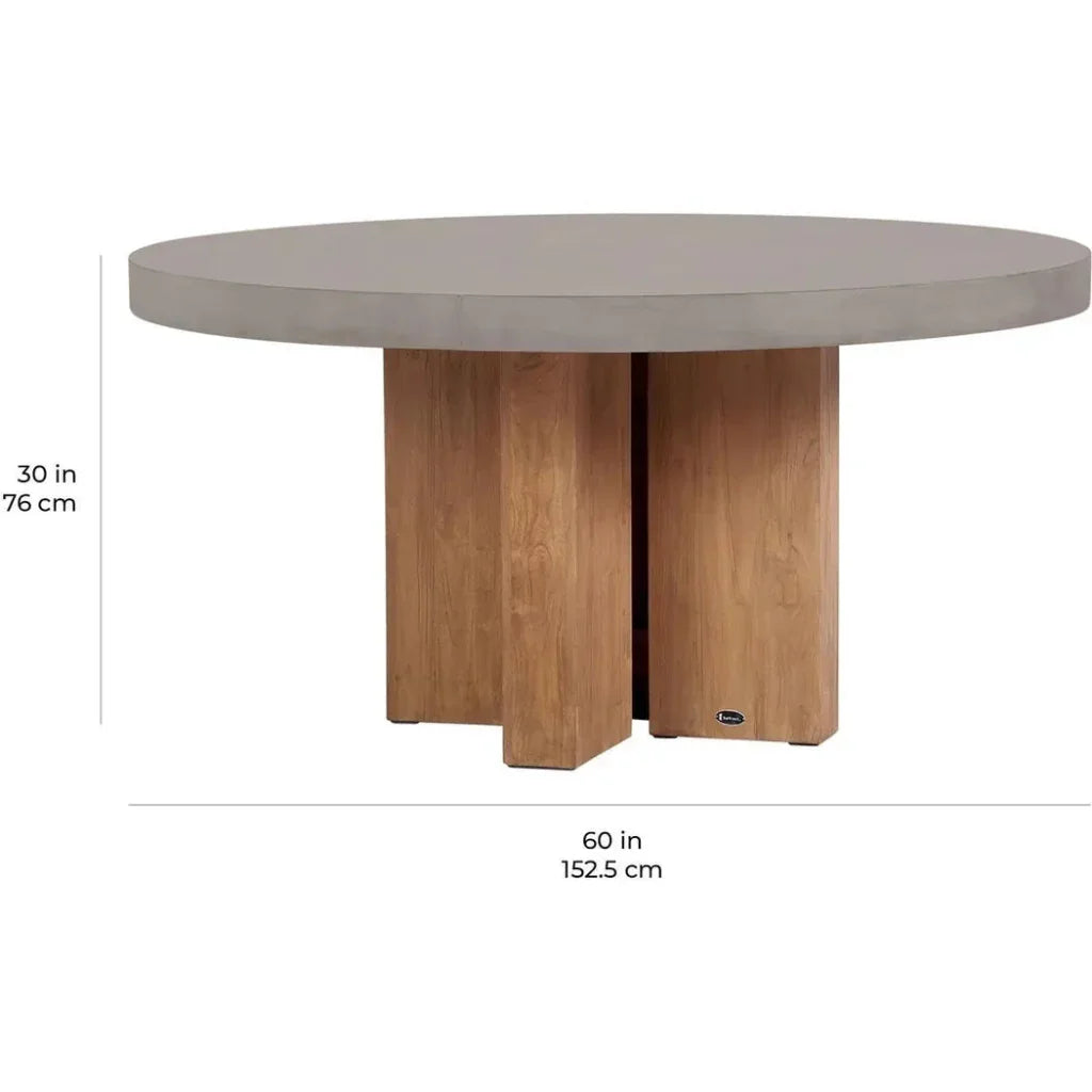 Java Outdoor Teak & Concrete Dining Table - Slate Gray