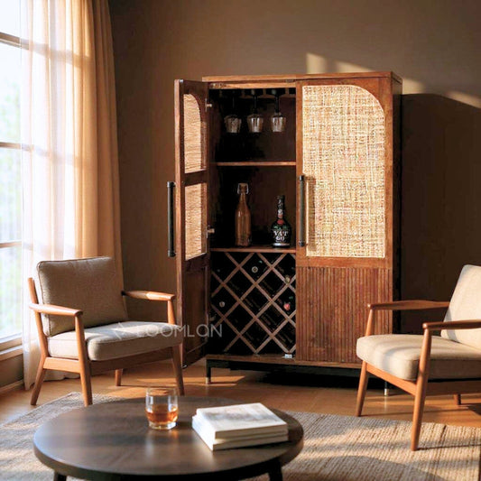 Jornessa Wooden Brown Bar Cabinet