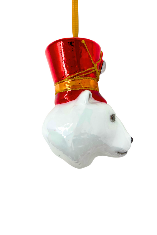 KRG Arctic Polar Bear Head Polish Glass Ornament