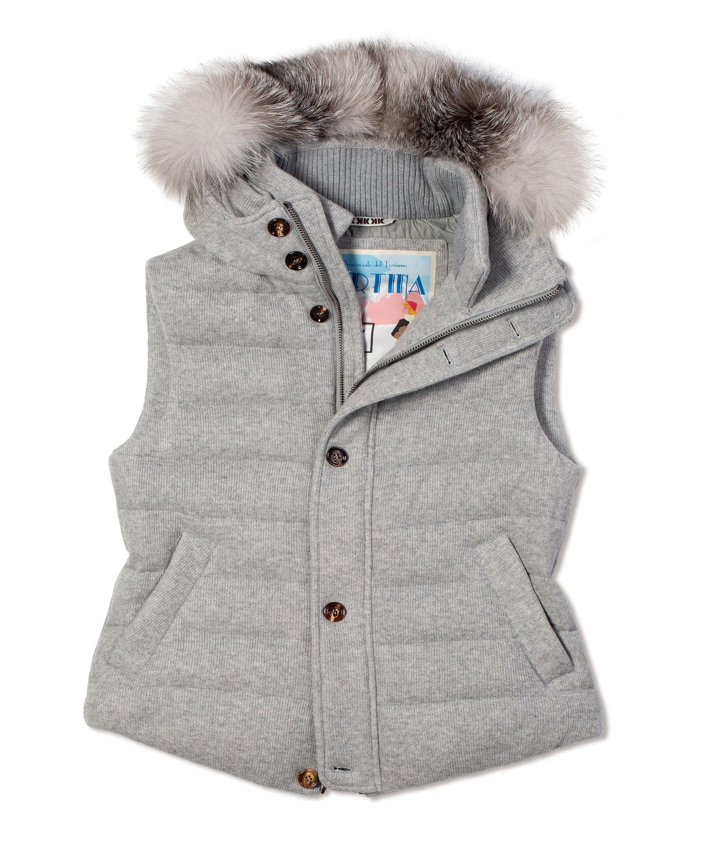 Kired by Kiton Kishb Cashmere Vest w/ Detachable Fox Fur Hood