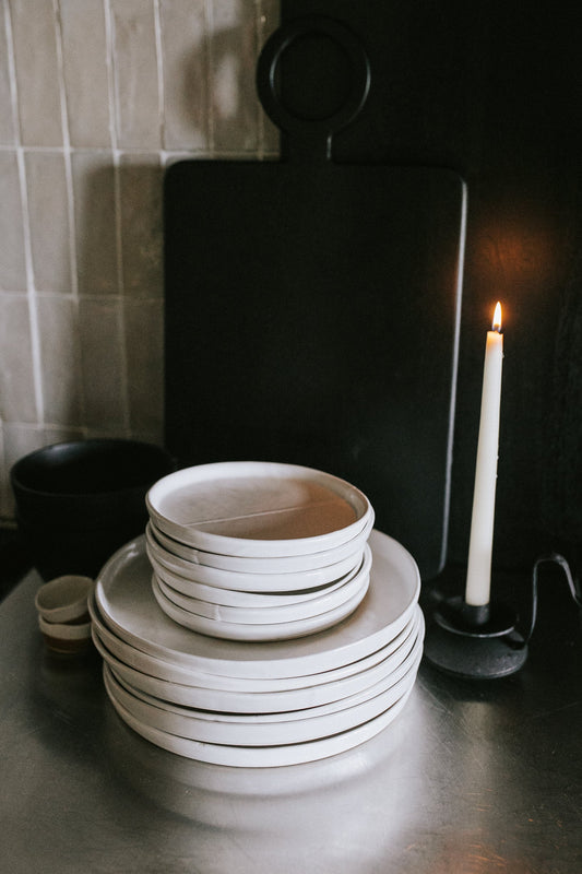 Sonnet Appetizer Plate - Matte White/Glossy White - Set of 6
