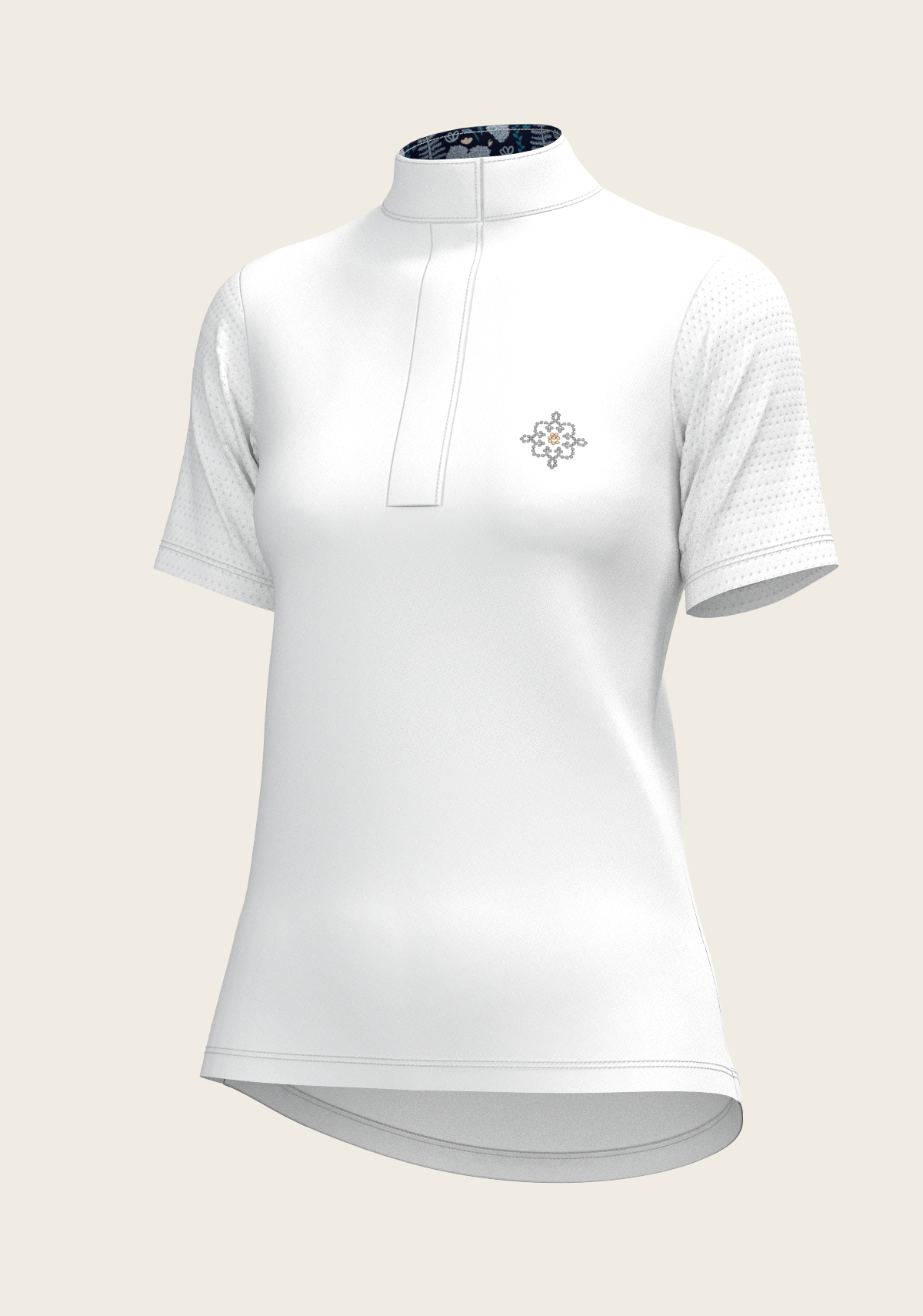 White with Forest on Navy Inner Details Short Sleeve Show Shirt