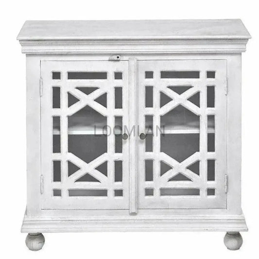 Lidia Wood White Accent Cabinet